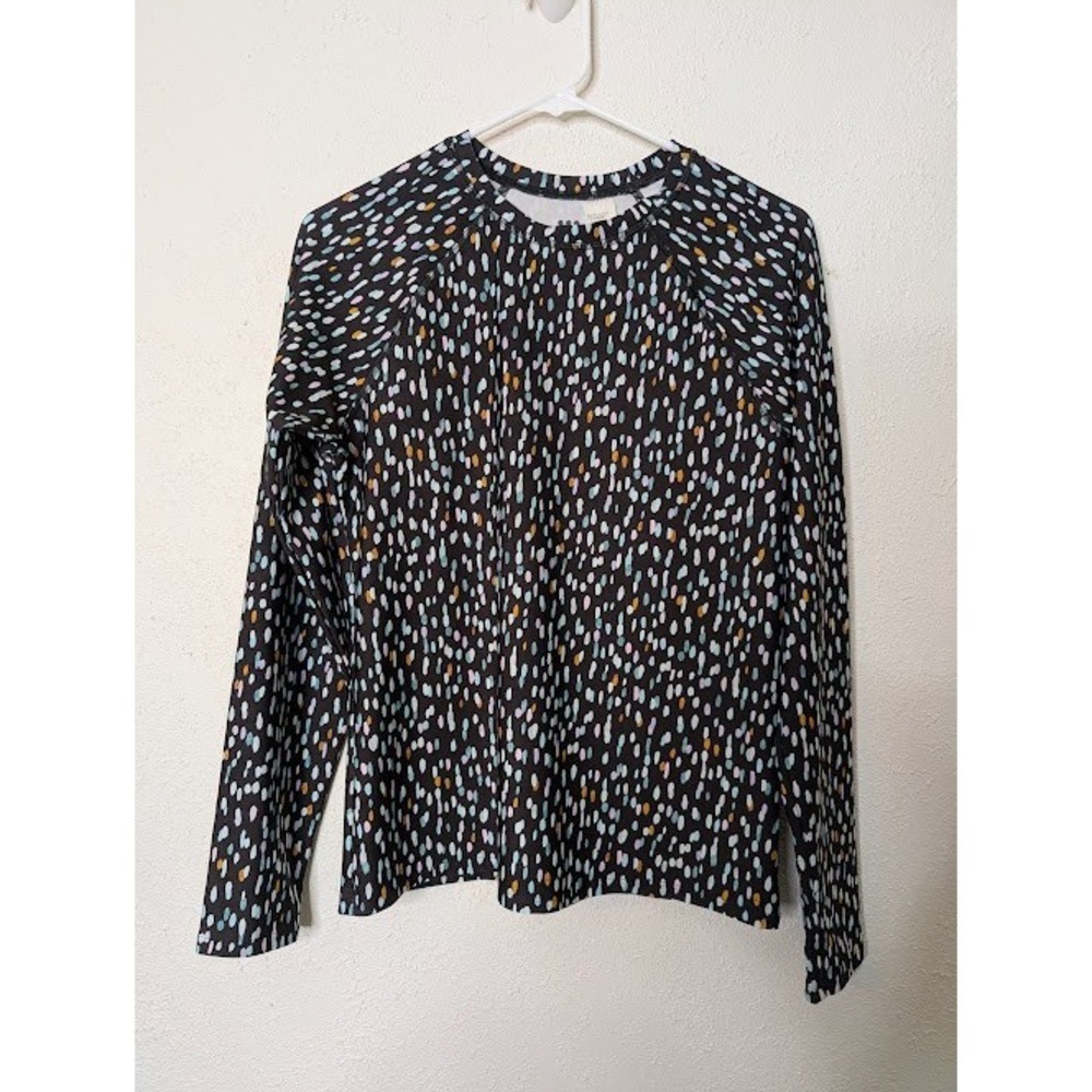 Title Nine‎ Womens Rash Guard Top Shirt M Long Sleeve Beach UPF Polka Dots Beach